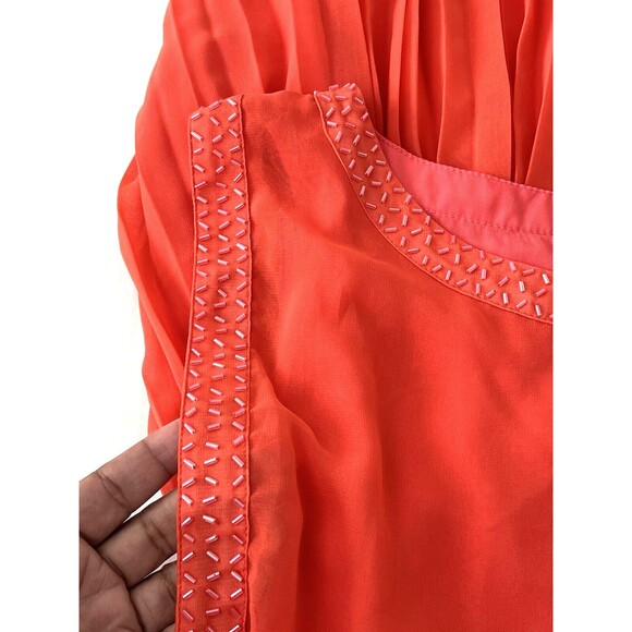 Moon Collection Women's Orange(ish) Flare Pleated Embellished Mini Dress Medium - Picture 6 of 12